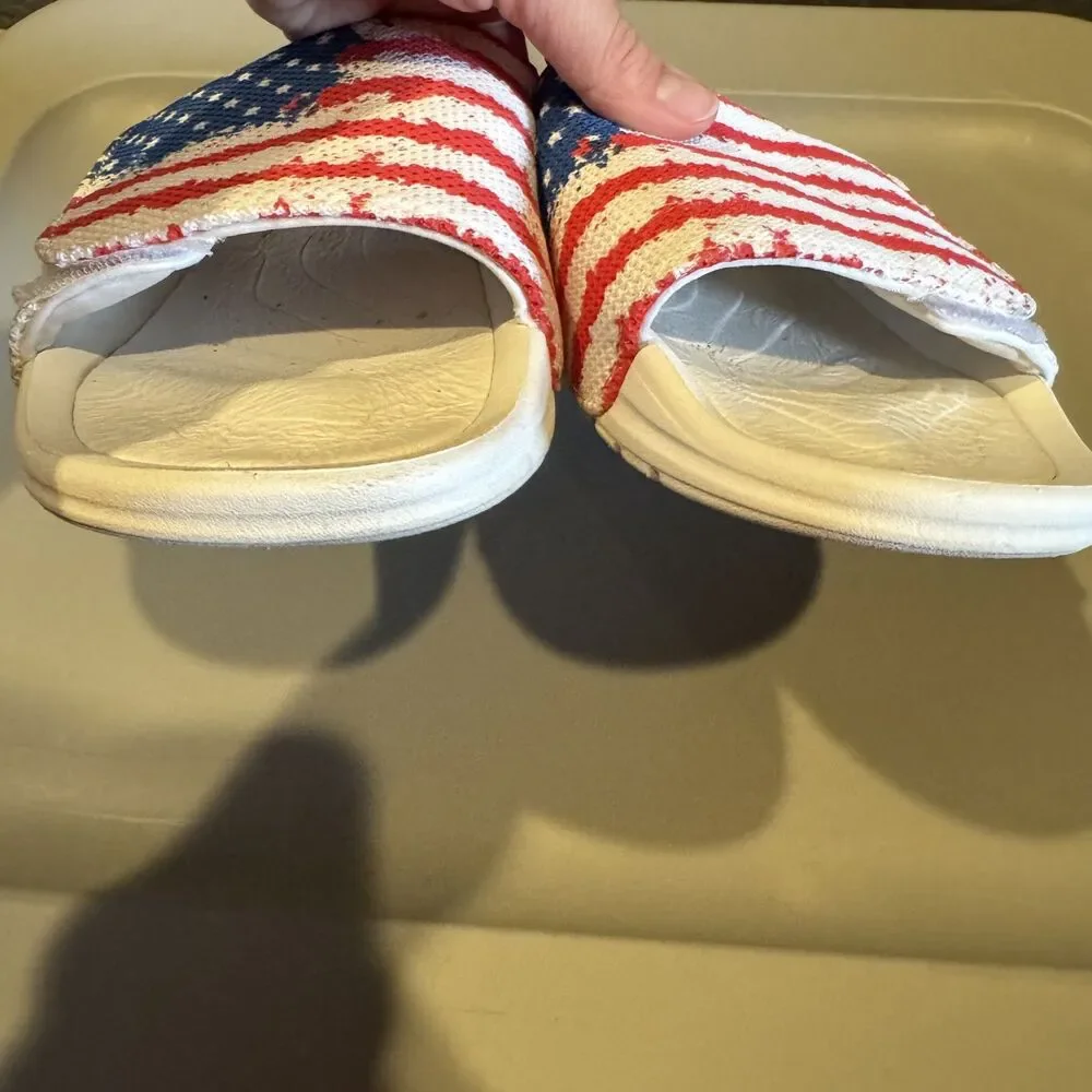 Hey Dude American Flag Slides Sandals USA Patriotic Comfort Patriotic Mens Sz 7
